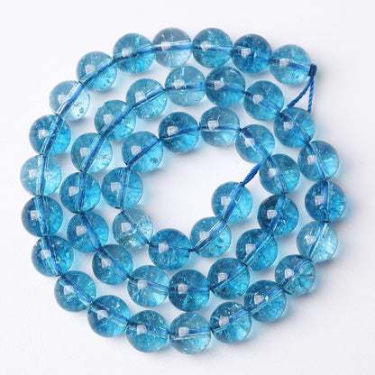 180pcs 4mm Blue Topaz Crystal Quartz Natural Stone Round Loose Beads for Jewelry Making DIY Bracelet Necklace Earrings 32" 2 Strands