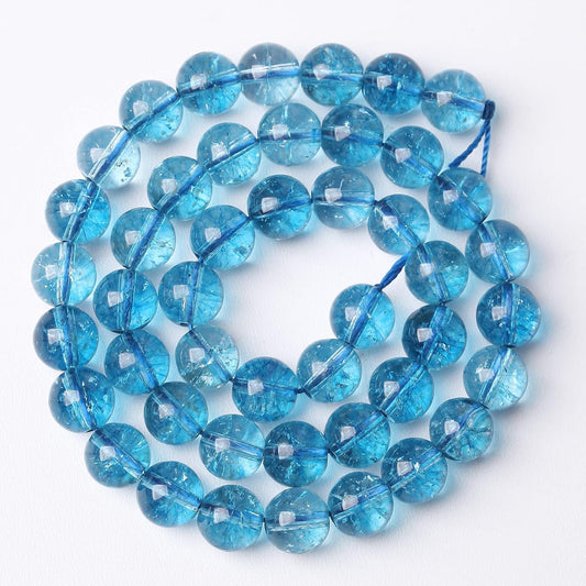 4mm 90pcs Blue Topaz Crystal Quartz Natural Stone Round Loose Beads for Jewelry Making DIY Bracelet Necklace Earrings (Blue Crystal, 4mm)