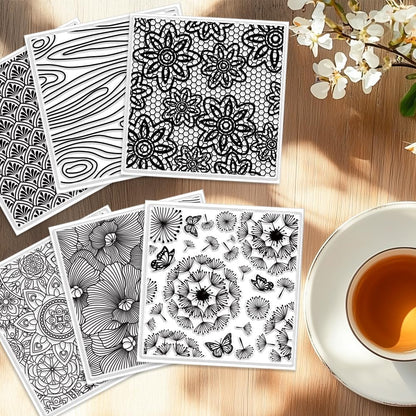 6 PCS Large Polymer Clay Texture Sheets 5.5 x 5.5 Inch Boho Clay Mat Works with Polymer Clay Cutter Pottery Earrings Jewelry DIY Making