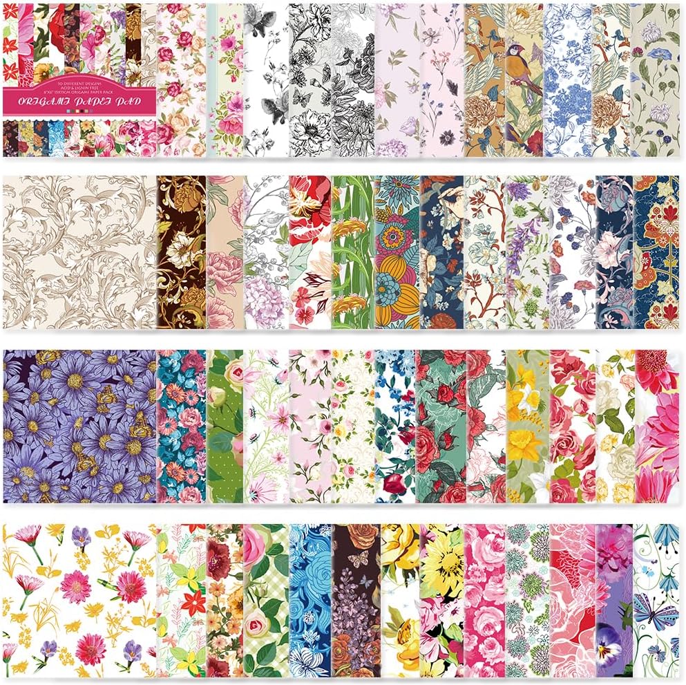 Origami Paper Kit 50 Sheets 70GSM 6 Inch Square Double Sided Color 50 Vivid Japanese Washi Chiyo Colors for Hand Crafts Origami Paper Arts Creativity.Rose - Crafty Corner