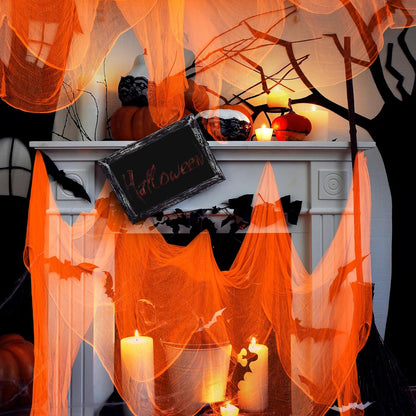 Boao Halloween Cheese cloth 29.92 x 590.55 Inch Orange Cheesecloth Roll for Crafts Large Cotton Muslin Gauze Fabric for Halloween Outdoor & Indoor Spooky Decoration