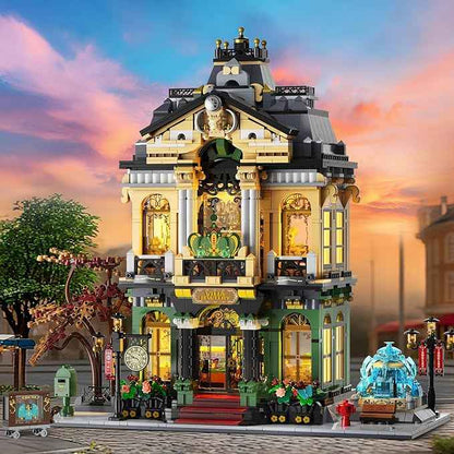 INSOON City Jewelry Store Building Set with Lights & Cart Fountain, 1933 PCS Street House Modular Construction Model, Home Decor Big Jewelry Shop Building Block Kit, Gift for Adults Boys Girls 14+