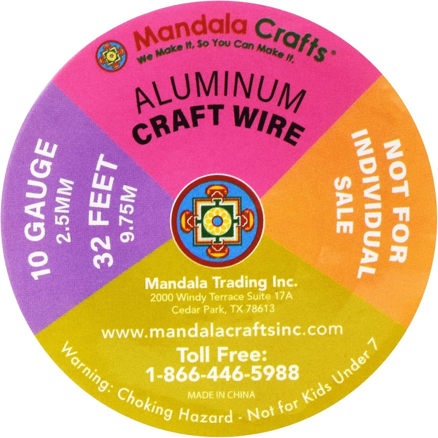 Mandala Crafts 10 Gauge Anodized Aluminum Craft Wire for Jewelry Making - 120 FT Colored Flexible Silver Combo Wire - Bendable for Bonsai Armature Crafting Sculpting - Crafty Corner
