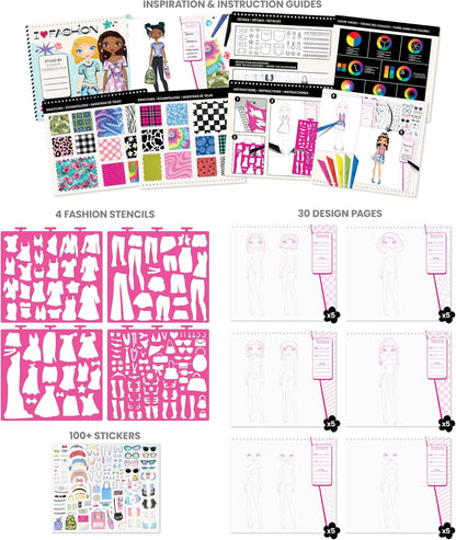 Fashion Angels I Love Fashion Sketch Portfolio, Includes Sketch Pad with Stencils & Stickers, Fashion Design Sketch Book for Girls, Ideal Drawing Kit for Kids