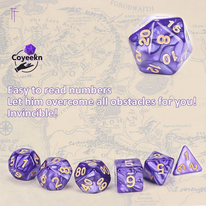 Coyeekn DND Dice Sets, 10 X 7 Sets (70 Pieces) Polyhedron Dice for Dungeons and Dragons RPG MTG D&D Tabletop Game with 1 Big Pouch D4 D8 D10 D12 D20