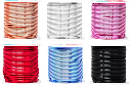 Mandala Crafts 18 Gauge Anodized Aluminum Craft Wire for Jewelry Making - 450 FT Colored Flexible Silver Copper Black Pink Ice Blue Red Wire - Bendable for Bonsai Armature Crafting Sculpting - Crafty Corner