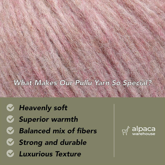 Pullu - Baby Alpaca Merino Wool Yarn Set of 3 Skeins (150 Grams) Worsted Weight - Sourced Directly from Peru - Heavenly Soft and Perfect for Knitting and Crocheting (Lilac Rose)