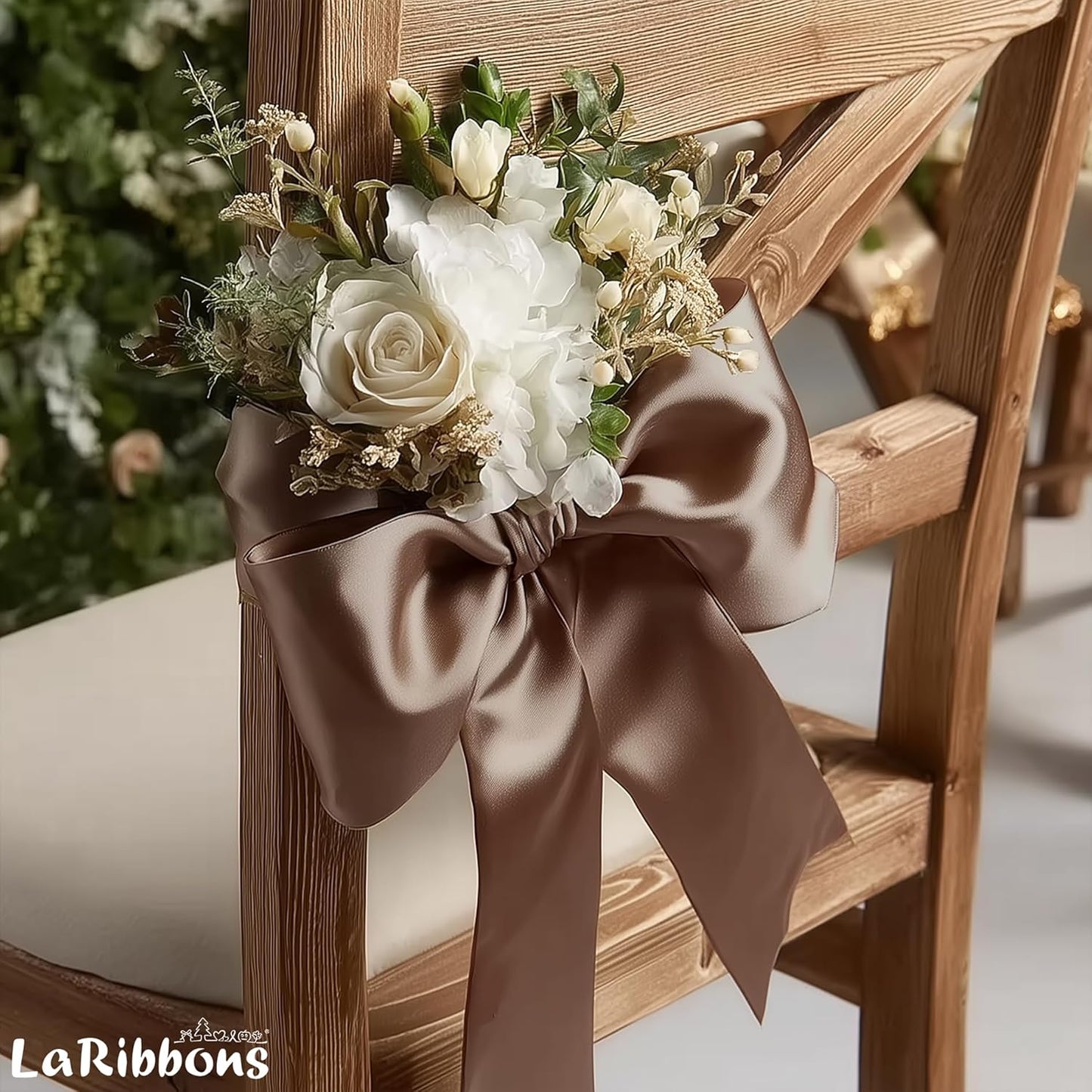 LaRibbons Brown Satin Ribbon 3 Inch 10 Yards Double Faced Luxury Mocha Silk Ribbon for Gift Wrapping Flower Bouquets Bow Christmas Wedding Party Decoration - Crafty Corner