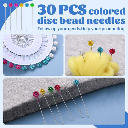 WONVOC Needle Felting Mat, Needle Felting Tools, 10''x10''x1'' Natural Felting Wool Pad, Needle Felting Supplies, with Finger Cots and 30 Straight Pins, Felt Pad for Making Felting Crafts
