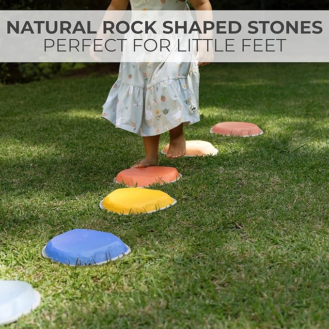 ZICOTO Fun Stepping Stones for Kids – Engaging Indoor & Outdoor Activity for Toddlers | Non-Slip Balance & Coordination Obstacle Course | Sensory Play Set of 6 for Ages 1-4