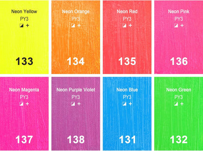 AUREUO Neon Acrylic Paint Set - 8 Fluorescent Colors 0.71 Fl Oz / 21ml Art Paint Tubes for Halloween Crafts Decor Rich Pigments Non-toxic Painting Supplies for Artists Hobby Painters Adults