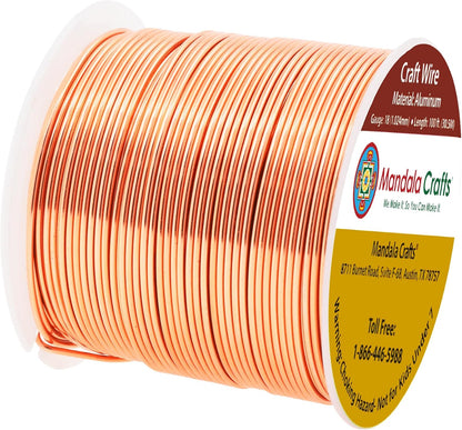 Mandala Crafts 12 14 16 18 20 22 Gauge Anodized Jewelry Making Beading Floral Colored Aluminum Craft Wire (18 Gauge, Copper) - Crafty Corner