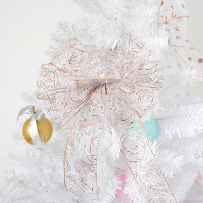 MEEDEE Floral Rose Wired 2.5 Inch Rose Gold Organza Sheer Ribbon, Wedding Bouquet Ribbon, 25 Yards Roll, Pink, For Crafts, Valentine Bow Making, Decor - Crafty Corner
