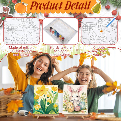 Zhanmai 12 Pack Pre Drawn Canvas for Painting Sip and Paint Kit 8" x 10" Paint Party Set Canvas Painting Pre Printed Canvases for Party Favor DIY Virtual Adult's Date Night (Classic Style) - Crafty Corner