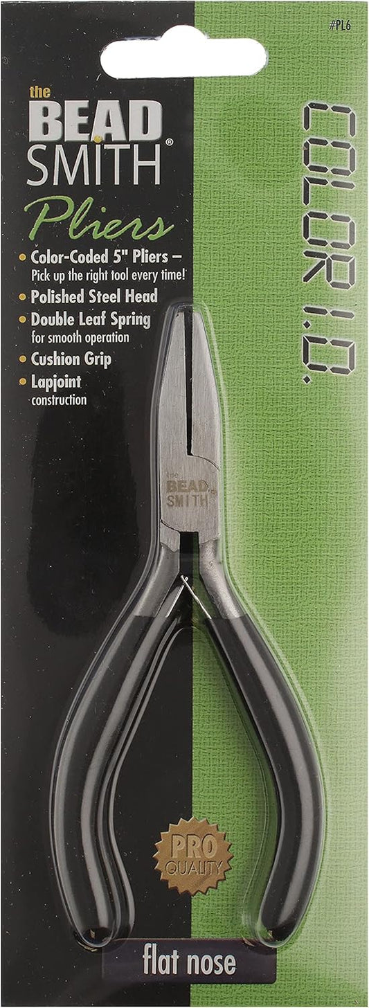 The Beadsmith Color-ID Flat Nose Plier – 5 inches (127mm) – Red Comfort Grip Handle – Polished Steel Head and Double-Leaf Spring - Tool for Jewelry Making - Crafty Corner