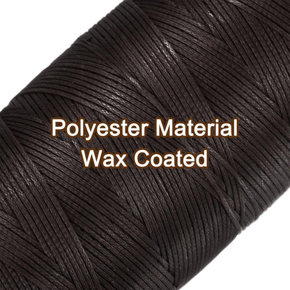 uxcell 150D 0.8mm Flat Waxed Thread 284 Yards Polyester Leather Sewing Waxed String Hand Stitching Waxed Cord for Leather Stitching Sewing Bookbinding DIY Craft Dark Brown