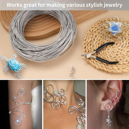 196 Feet Aluminum Wire for Sculpting, 12 Gauge Metal Bendable Wires 2 mm Thickness, Flexible Craft Aluminum Wire for Jewelry Making Beading Floral Soft DIY (Silver)