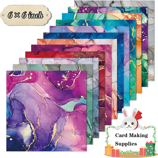 YASMEN Scrapbook Paper Pad 6×6, Marbled Pattern Watercolor Paper, 24 Sheets Single-Sided Colorful Cardstock Paper, Craft Card Making Paper Pack Scrapbooking Journal Supply Designer Art Paper Pad - Crafty Corner