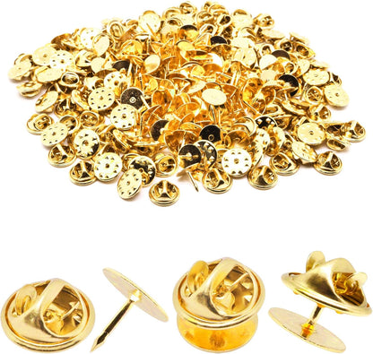 130 Set Pin Backs, Blank Pins Scatter Butterfly Clutch Pin Holder Enamel Pin Locking Backs Tie Tacks Jewelry Pin Backings Clasp for Brooch Lapel Hat Uniform Badges Tie Tack (10mm, Gold)