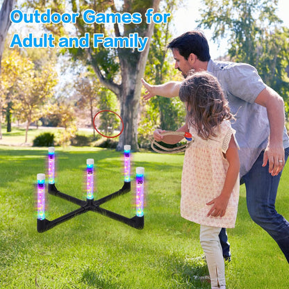 Outdoor Games Ring Toss Games Glow in Dark, Yard Games for Adults and Family