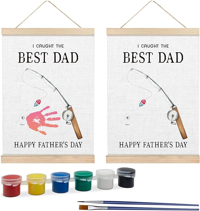 Fathers Day Footprint Art Kit – 12x16 inches Footprint Art Kit with Acrylic Paints – DIY Family Keepsake Craft, Father Daughter Activity, Father's Day Birthday Gifts Fit for Dad, Grandpa, BH06