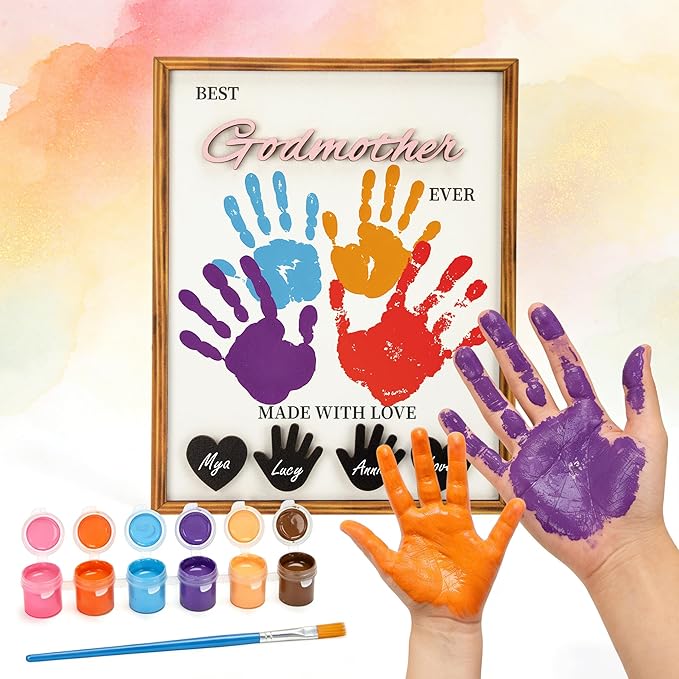 Godmother Gift DIY Handprint Kit, Personalized Godmother Gifts for Women, Will You Be My Godmother Baptism Christening Gift, Handmade Keepsake Gift for Godmother