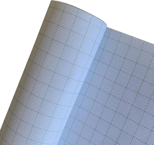 14CT Easy Count Thread Grid Aida Cloth Embroidery Cross Stitch Fabric, Green Grid, W29 x L39