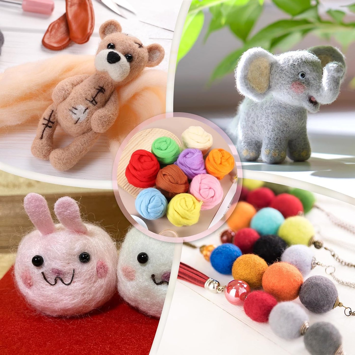 PATIKIL Wool Roving Yarn, 250G/8.8OZ Soft Felting Wool Pure Chunky Roving Yarn Bulk for Needle Felting Knitting Blanket Spinning Weaving DIY Craft, White