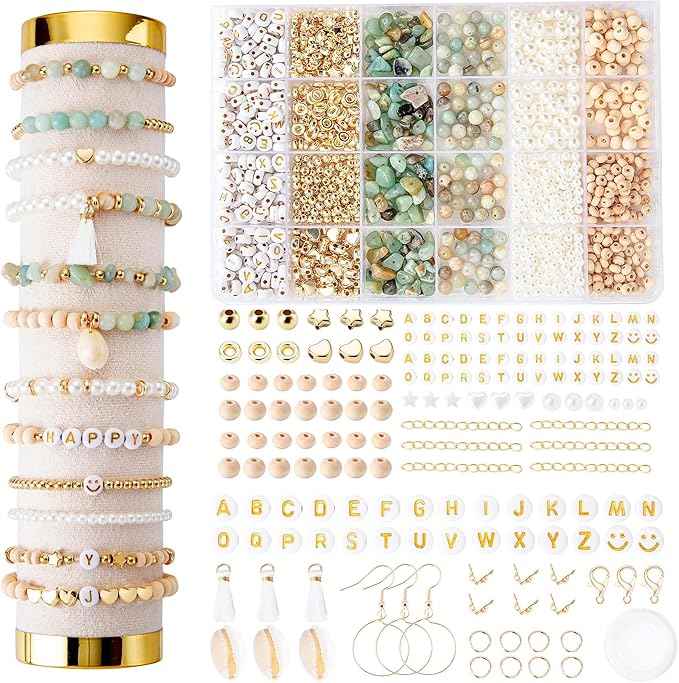 Xylise Jewelry Making Supplies Kit Natural Stone Beads for Irregular Natural Stone with for DIY Craft Bracelet Necklace Earrings for Adults (Amazonian)