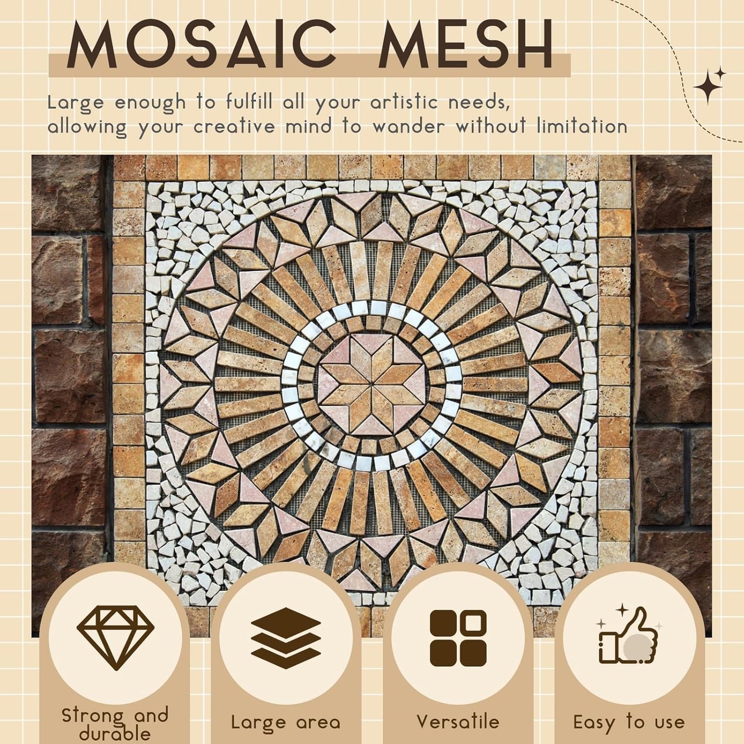 36" X 76" Mosaic Mesh for Back Mounted Tile Fiberglass Mosaic Mesh Backing Boast for Tile Installation Supplies Tools (Non Sticky)