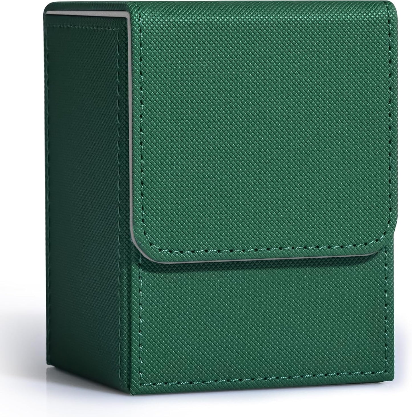 ZLCA Card Deck Box for Trading Cards, MTG YuGiOh Deck Case Holds 100+ Single Sleeved Cards, PU Leather Magnetic Card Storage Box Fits for TCG CCG Magic Game Cards (Green)