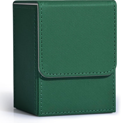 ZLCA Card Deck Box for Trading Cards, MTG YuGiOh Deck Case Holds 100+ Single Sleeved Cards, PU Leather Magnetic Card Storage Box Fits for TCG CCG Magic Game Cards (Green)
