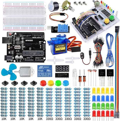 Smraza Ultimate Starter Kit with Tutorial, Breadboard Holder, Jumper Wires, Resistors, DC Motor Compatible with Arduino R3 Project Compatible with Mega 2560 Compatible with Nano