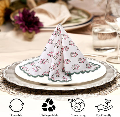 Embroidery Napkins Kitchen Towels Table Decor Table Linen Cotton Napkins Cloth Napkins Set of 4-20"x 20" Block Print Napkins Dinner Napkins Gifts for her Gifts for mom