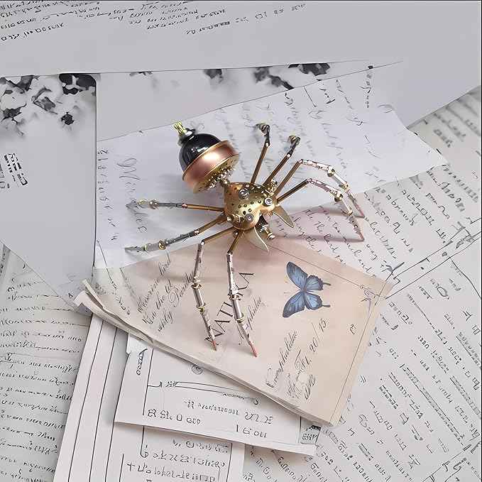 Mechanical Metal DIY 3D Insect Spider Model Brass Puzzle Assembly DIY for Family and Friends(Jumping Spider)