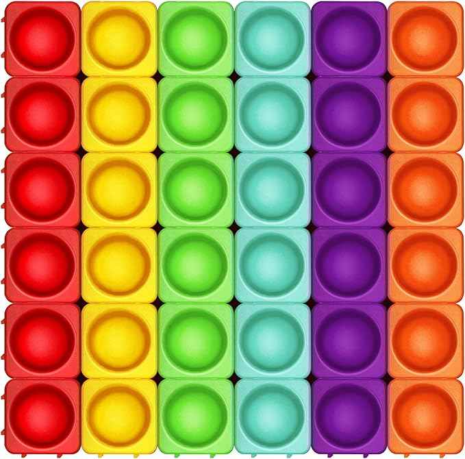 Giant Pop Blocks Bubble Premium Silicone Pop Fidget Blocks for Endless Joy and Education - Vibrant Pop Blocks for Imaginative Play and Puzzle Games-Toy for Kids (36PCS)