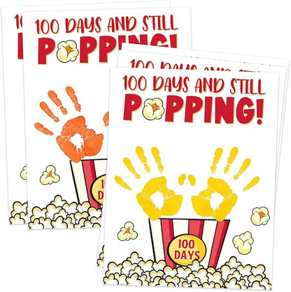 100 Days and Still Popping Handprint Craft Kit, 10-Pack 100th Day of School Greeting Cards 8.5x11", DIY Art Handprint Classroom Keepsake, Personalized Class Gifts for Students In Bulk from Teacher