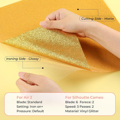 HTVRONT Glitter HTV Heat Transfer Vinyl Bundle: 10 Pack 12"x12" Iron on Vinyl for T-Shirt (1 PTFE Sheet Included), PU HTV Easy to Cut & Weed for Heat Design
