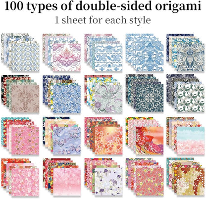 Origami Paper Kit Dobule Sided 100 Sheets 100 Colors 6 Inch Japanese Chiyo Square Easy Fold Arts Crafts DIY Handwork Origami Papers Beginner Sakuras Baroque - Crafty Corner
