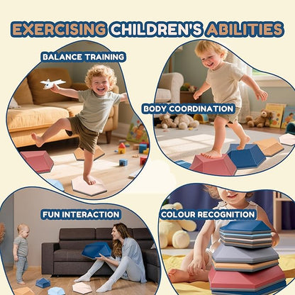 Kids Stepping Stones 8PCS for Balance & Motor Skill Development, Versatile Coordination Training Blocks for Play and Learning