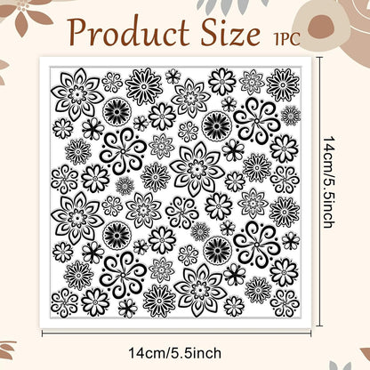 CHGCRAFT Lace Flowers Polymer Clay Texture Sheets Geometric Flowers Silicone Texture Stamp Clay Texture Mat Modeling Pattern Pad Texture Sheets for Jewelry and Clay Earrings Tools, 5.5x5.5 inch