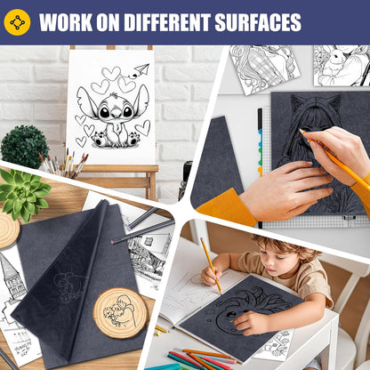 Carbon Paper for Tracing Transfer-Paper Pad, 30 Pcs Black Graphite Copy Paper for Tracing Drawing Patterns on Wood Projects Canvas Fabric Lettering Sketching Art Supplies, A4 8.3 X 11.8 Inch