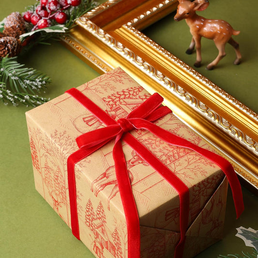 LaRibbons Thin Velvet Ribbon 3/8 Inch x 25 Yards, Red Velvet Ribbon for Christmas Tree, Gift Wrapping, Wreath Bow, Outdoor Decoration - Crafty Corner