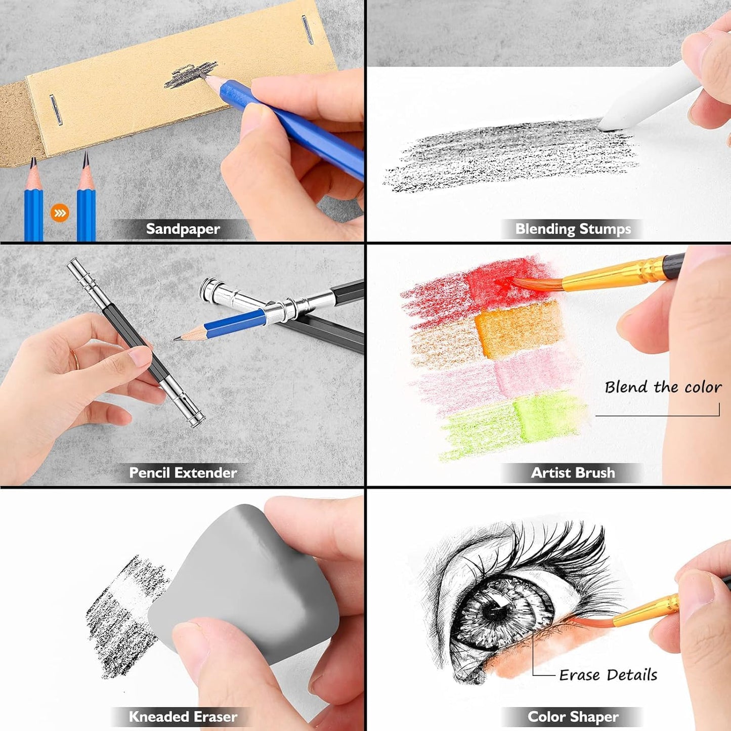 Caliart 176PCS Art Supplies Sketching Kit with 100 Sheets 3-Color Sketch Book, Graphite Colored Charcoal Watercolor & Metallic Pencils, Drawing Supplies Christmas Gifts for Artists Adults Beginners
