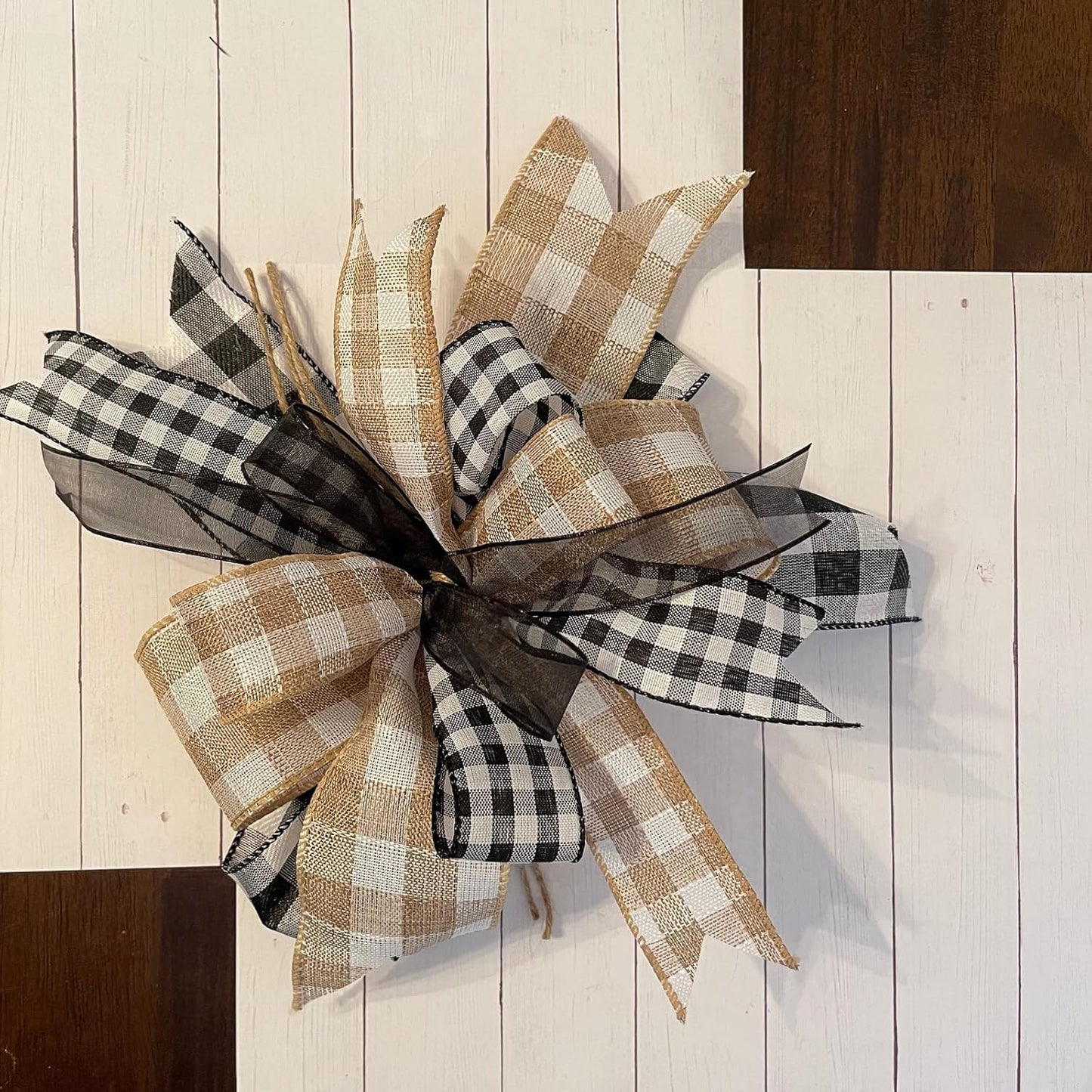 Burlap Ribbon Wired, Farmhouse Buffalo Plaid Ribbon Rustic Fabrics for Gifts Wrapping DIY Crafts Floral Bows Wreath Making Party Supplies Holiday Home Decoration, 2.5 Inch x 10 Yards - Crafty Corner