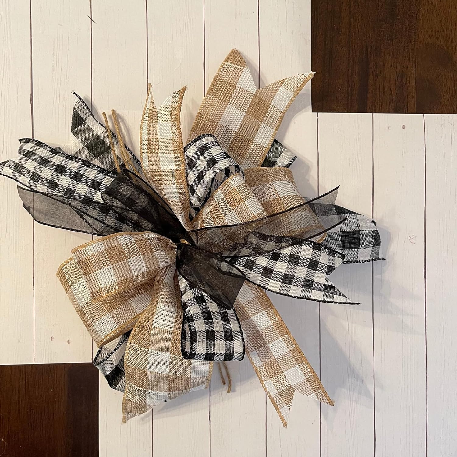 Burlap Ribbon Wired, Farmhouse Buffalo Plaid Ribbon Rustic Fabrics for Gifts Wrapping DIY Crafts Floral Bows Wreath Making Party Supplies Holiday Home Decoration, 2.5 Inch x 10 Yards - Crafty Corner