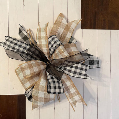 Burlap Ribbon Wired, Farmhouse Buffalo Plaid Ribbon Rustic Fabrics for Gifts Wrapping DIY Crafts Floral Bows Wreath Making Party Supplies Holiday Home Decoration, 2.5 Inch x 10 Yards - Crafty Corner