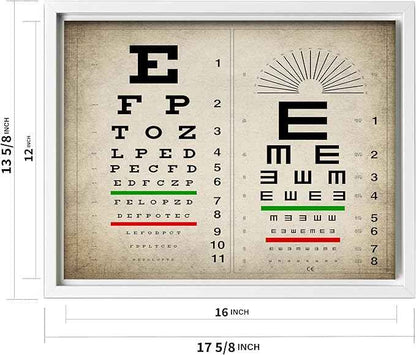 Poster Master Vintage Eye Chart Canvas - Retro Vision Test Print - Medical Art - Gift for Men, Women & Doctor - Optical Wall Decor for Office, Hospital or Clinic - 12x16 White Framed Canvas