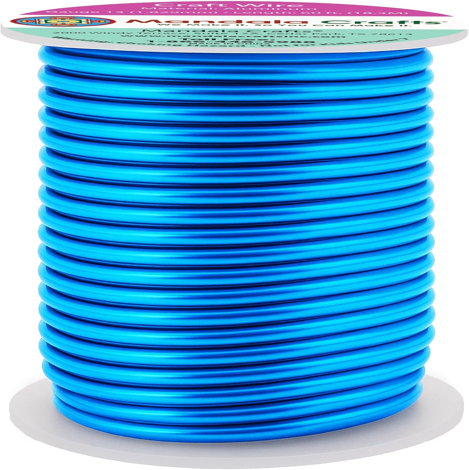 Mandala Crafts 13 Gauge Anodized Aluminum Craft Wire for Jewelry Making - 60 FT Colored Flexible Bondi Blue Wire - Bendable for Bonsai Armature Crafting Sculpting - Crafty Corner