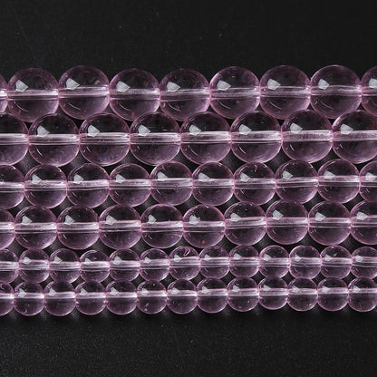 10mm 38pcs Smooth Rose Pink Glass Beads Quartz Crystal Round Loose Beads for Jewelry Making DIY Bracelet Necklace